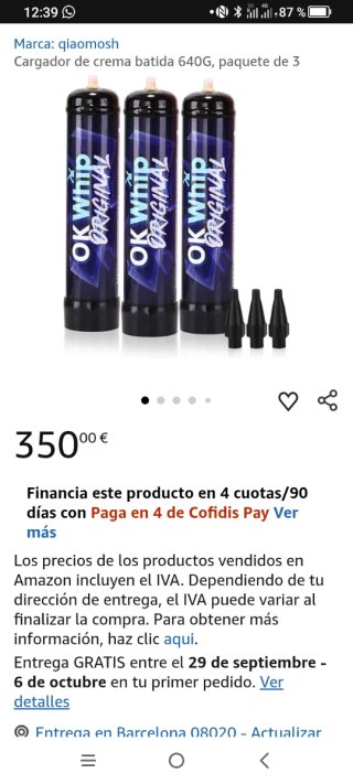 1 Cargador Crema Batida 640G