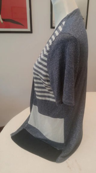 Cardigan Chavien Lurex Grigio Bianco Taglia Unica