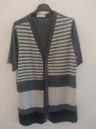 Cardigan Chavien Lurex Grigio Bianco Taglia Unica
