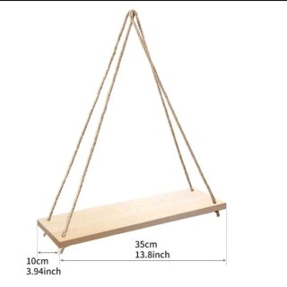 Estantería colgante de madera y cuerda