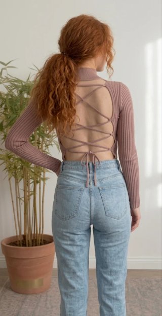 Top Zara Espalda Abierta Entrelazada