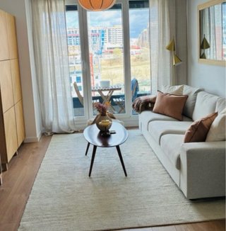 Divano a tre posti Ikea Vilme beige in tessuto