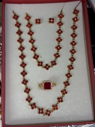 Conjunto Joyas Oro Rojo Flores