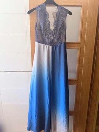 Vestido Fiesta Sonia Peña Beige/Azul