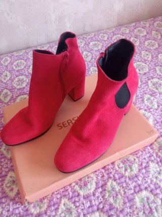 Botines Mimao Piel Rojo Tacon