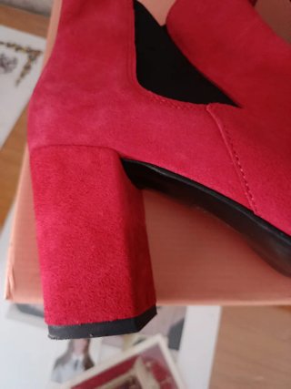 Botines Mimao Piel Rojo Tacon