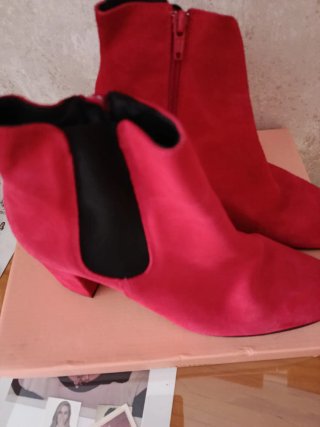 Botines Mimao Piel Rojo Tacon