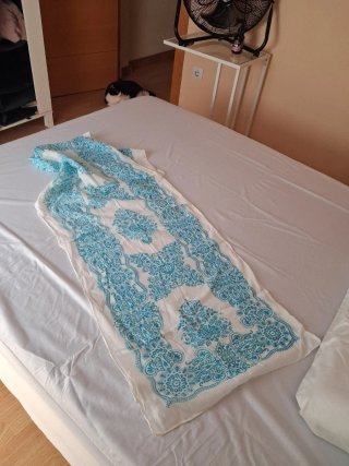 Pañuelo estampado azul y blanco