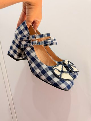 Zapatos Mary Jane cuadros lazo corazón