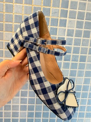 Zapatos Mary Jane cuadros lazo corazón
