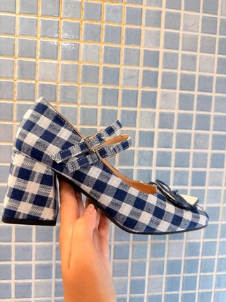 Zapatos Mary Jane cuadros lazo corazón