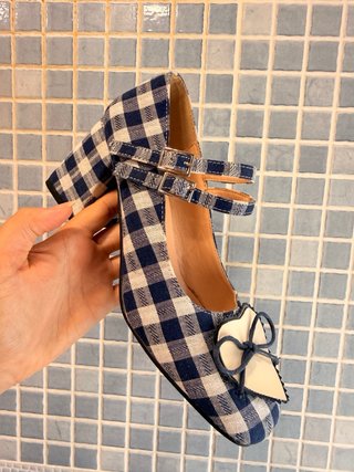 Zapatos Mary Jane cuadros lazo corazón