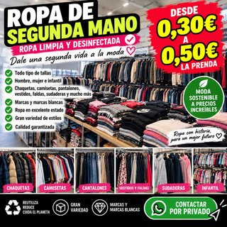 Ropa de segunda mano limpia y desinfectada