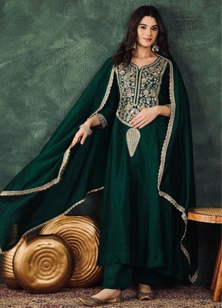 Conjunto kurta verde bordada talla XXL
