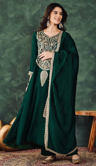 Conjunto kurta verde bordada talla XXL