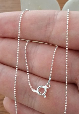 Resistente Cadena Bolitas 45cm Plata De Ley 925