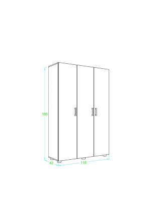 Armario Escobero multiusos 18x120x42 tres puertas