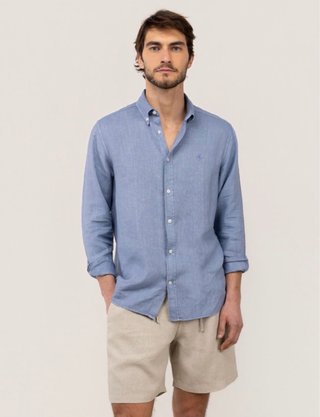 Camisa El Ganso Lino Azul Talla XXL