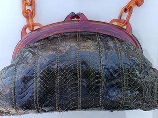 Bolso Vintage Piel Serpiente Asa Carey