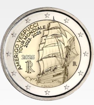 Moneda Conmemorativa Italia 2025 Amerigo Vespucci