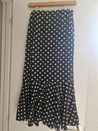 Falda larga lunares con volante