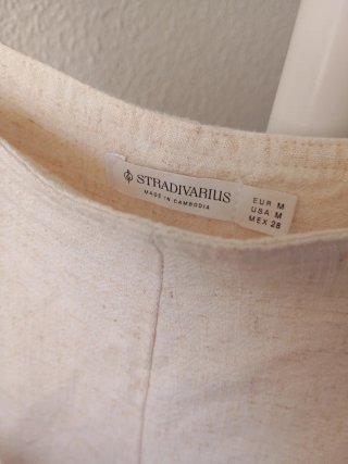 Peto corto tirantes lino mujer Stradivarius