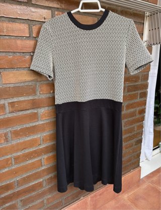Vestido corto doble textura gris y negro