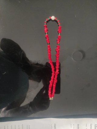 Collar Oro 18k Coral y Esmeralda