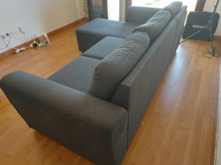 Sofá cama gris tela