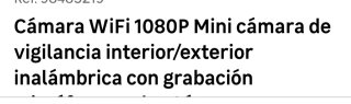 Cámara WiFi 1080P Mini
