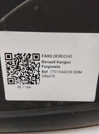 1166 086670 faro derecho renault kangoo