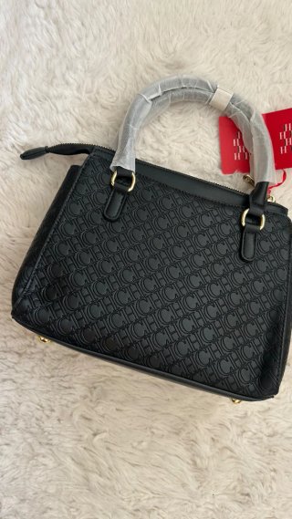 Bolso Carolina Herrera Negro con Detalles Dorados