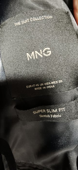 Traje Mango Negro Pantalón T40 Americana T46