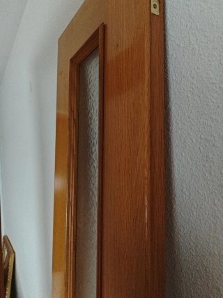 Puerta madera con cristal 212x72