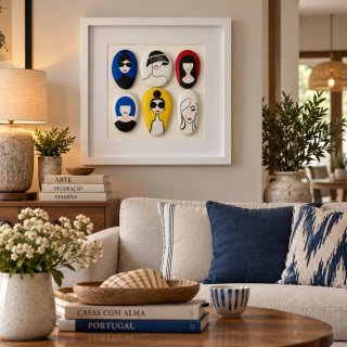 Quadro decorativo com mulheres em pedras