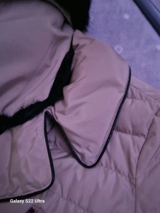 Giacca Armani Jeans Beige Pelliccia Nera