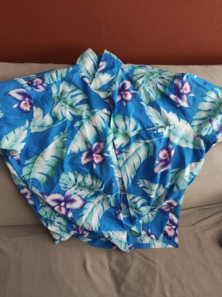 Camisa Hawaiana Floral Azul y Morada