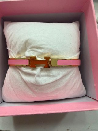 Pulsera Hermes H Dorada Rosa