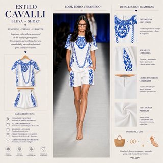 Conjunto Blusa y Short Estilo Cavalli