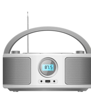 Radio CD Boombox Portátil Plata/Blanco