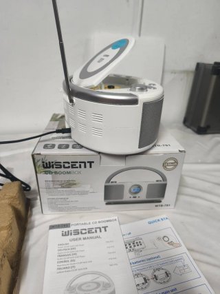 Radio CD Boombox Portátil Plata/Blanco