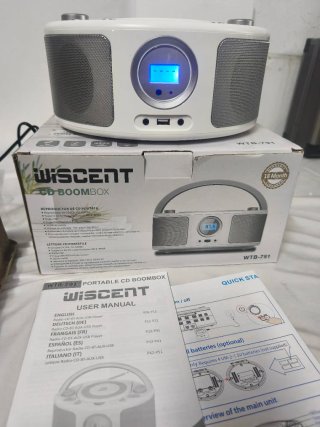 Radio CD Boombox Portátil Plata/Blanco