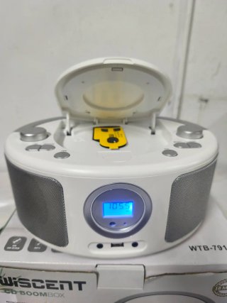 Radio CD Boombox Portátil Plata/Blanco