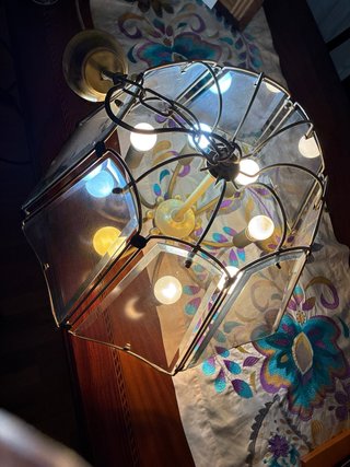 Lámpara de techo cristal roca y metal