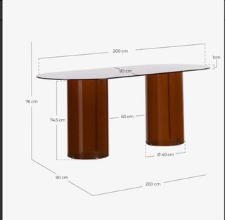 Mesa Comedor Ovalada Cristal 200x90cm Ámbar