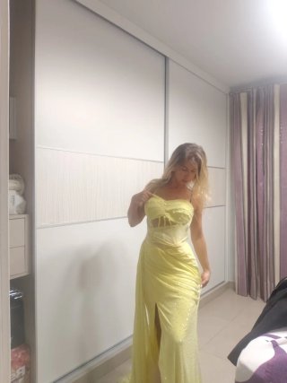 Vestido Bicici Coty Amarillo l evento boda largo