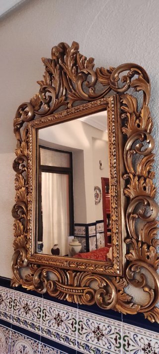 Espejo antiguo madera dorado