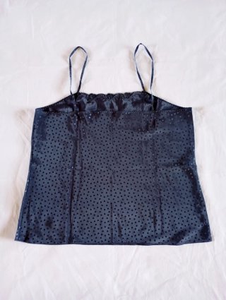 Canottiera DIM blu a pois con dettagli in pizzo