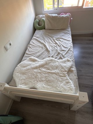 Cama individual madera 90 + colchón espuma