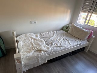 Cama individual madera 90 + colchón espuma